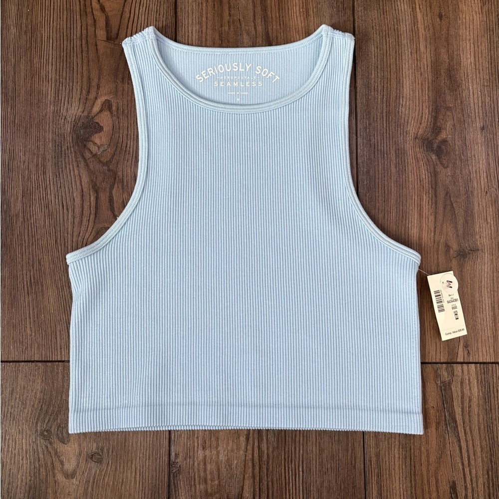 Aeropostale Blue Seriously Soft Ribbed Cropped Tank Top